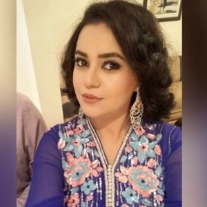 Lady in bright coloured clothes