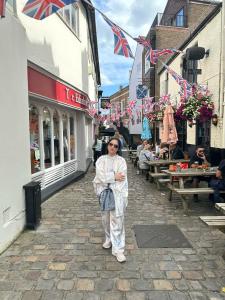 Woman standing in a street