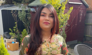 Lady wearing colourful dress